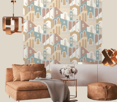 papier peint panoramique ugepa et lampe design boethic